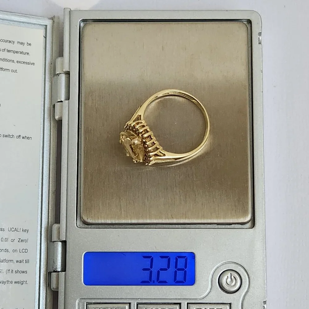 One Estate Owned 80's 14K Solid Gold Citrine & Diamonds 2.80cts 3.28g Ring Sz 7 - Picture 11 of 15